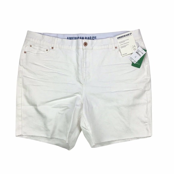 American Rag Plus Size 24 Willow Fray Hem Denim Bermuda Shorts High Rise White - Picture 3 of 6